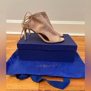 Aquazzura Bond 75 Nude Suede Size 8